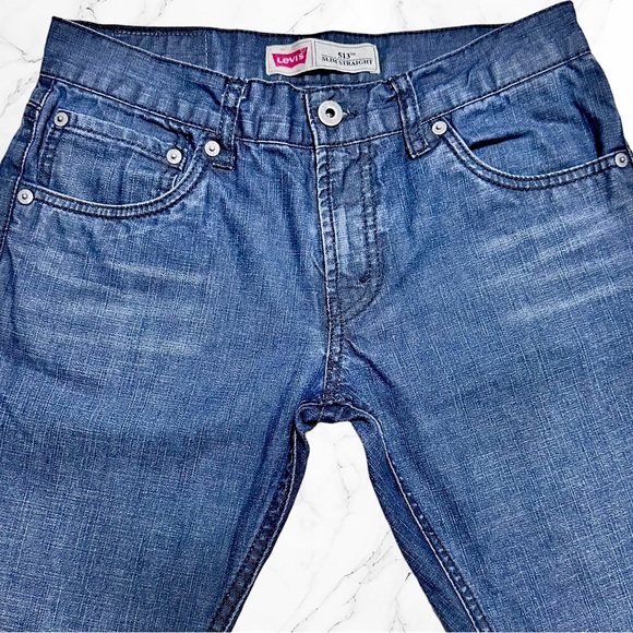 Levi's 513 Slim Straight Fit Jeans Dark Indigo Kids Size 16R 28x28 - Picture 6 of 10